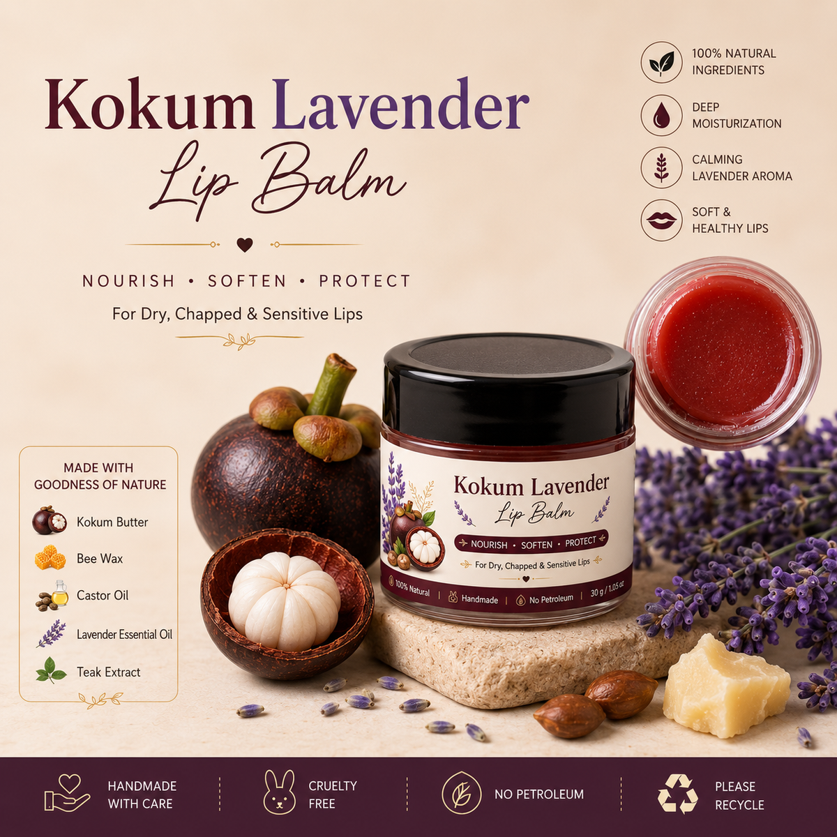 Kokum Butter Lavender Lip Balm